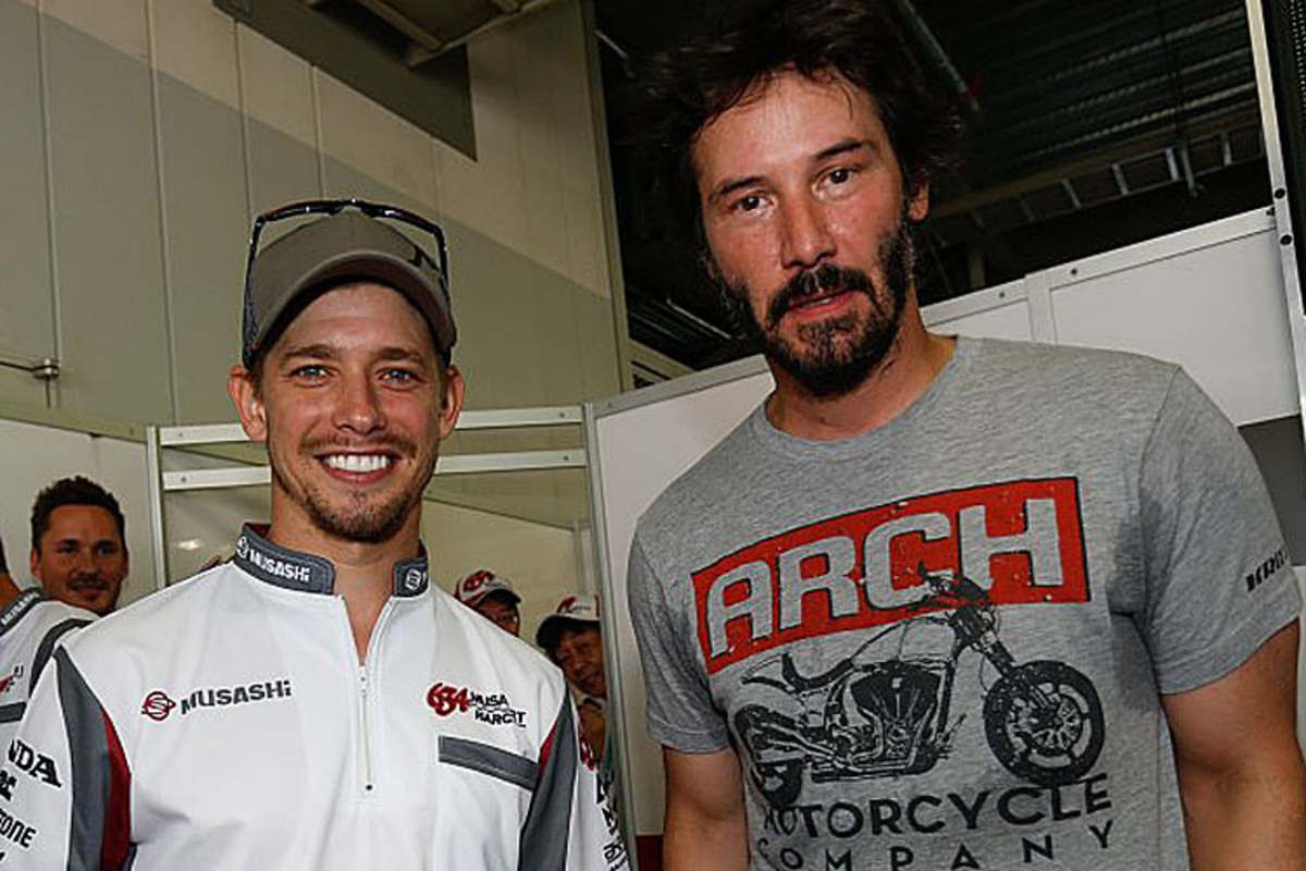 Da war die Welt für Casey Stoner (hier mir Hollywoodstar Keanu Reeves) noch in Ordnung