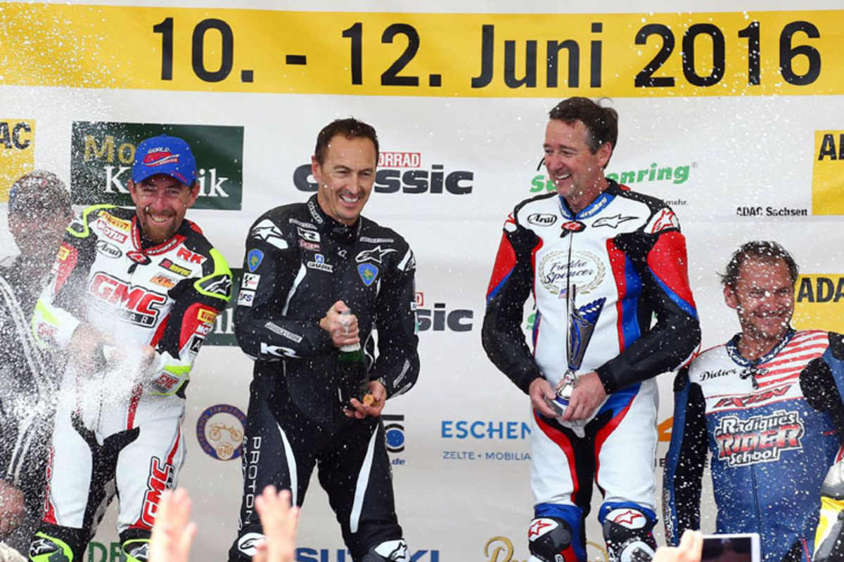 Garry McCoy, Jeremy McWilliams, Freddie Spencer und Didier de Radigués (v.l.) 