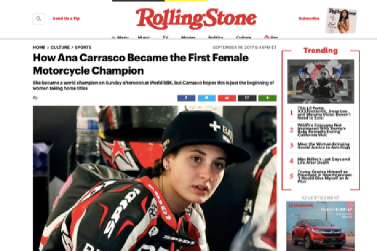 Das Rolling Stone Magazin würdigte den WM-Titel von Ana Carrasco
