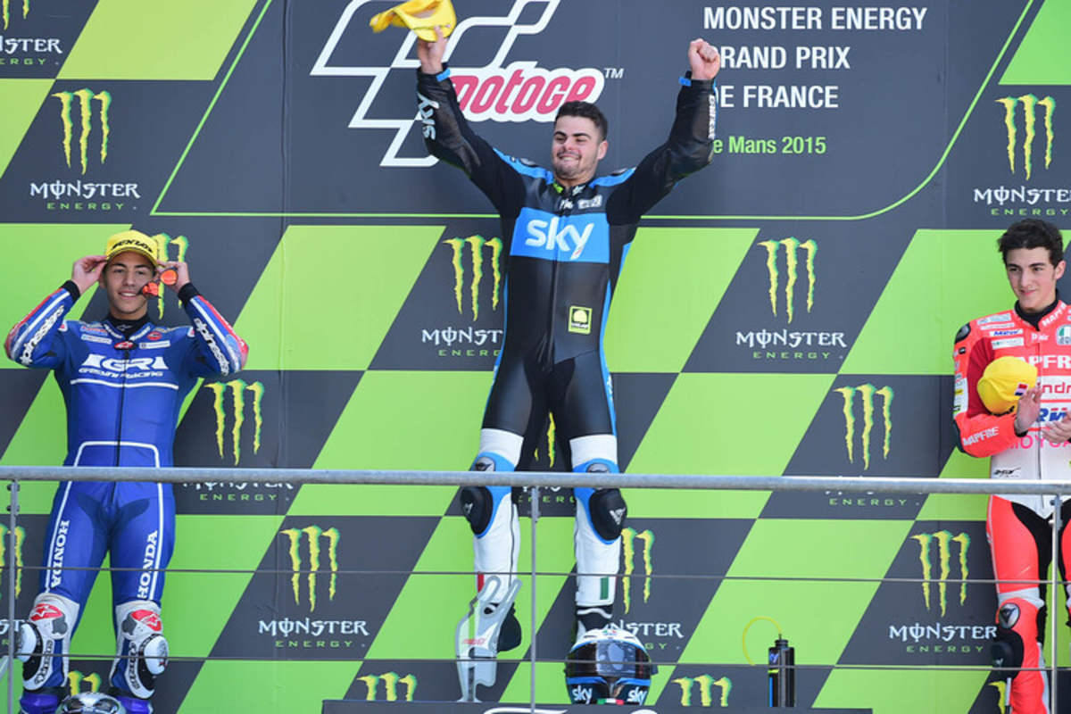 Drei Italiener auf dem Podest: Bastianini, Sieger Fenati und Bagnaia