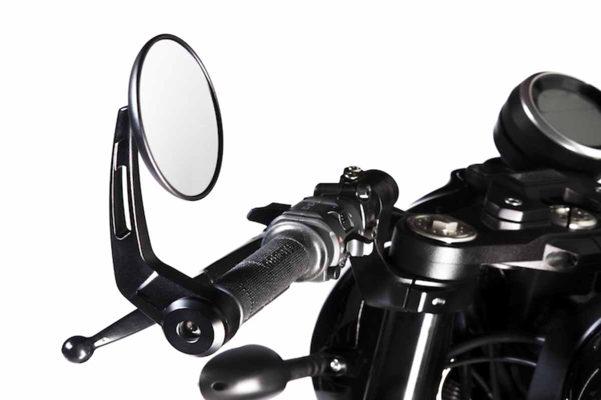 Stummellenker mit Erhöhung für weniger Schmerzen im Kreuz, Aluspiegel stilecht an den Lenkerenden