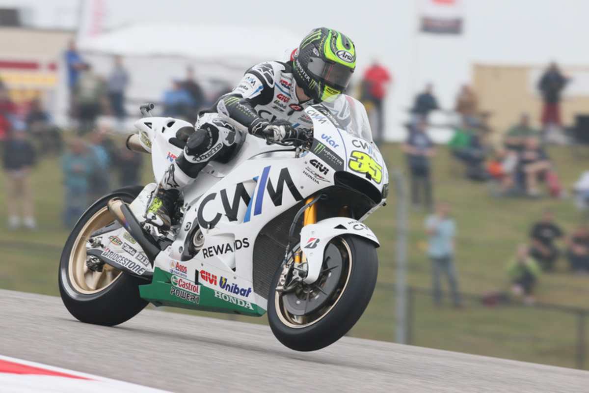 In Texas stand CWM REWARDS auf der Verkleidung der LCR-Honda von Cal Crutchlow