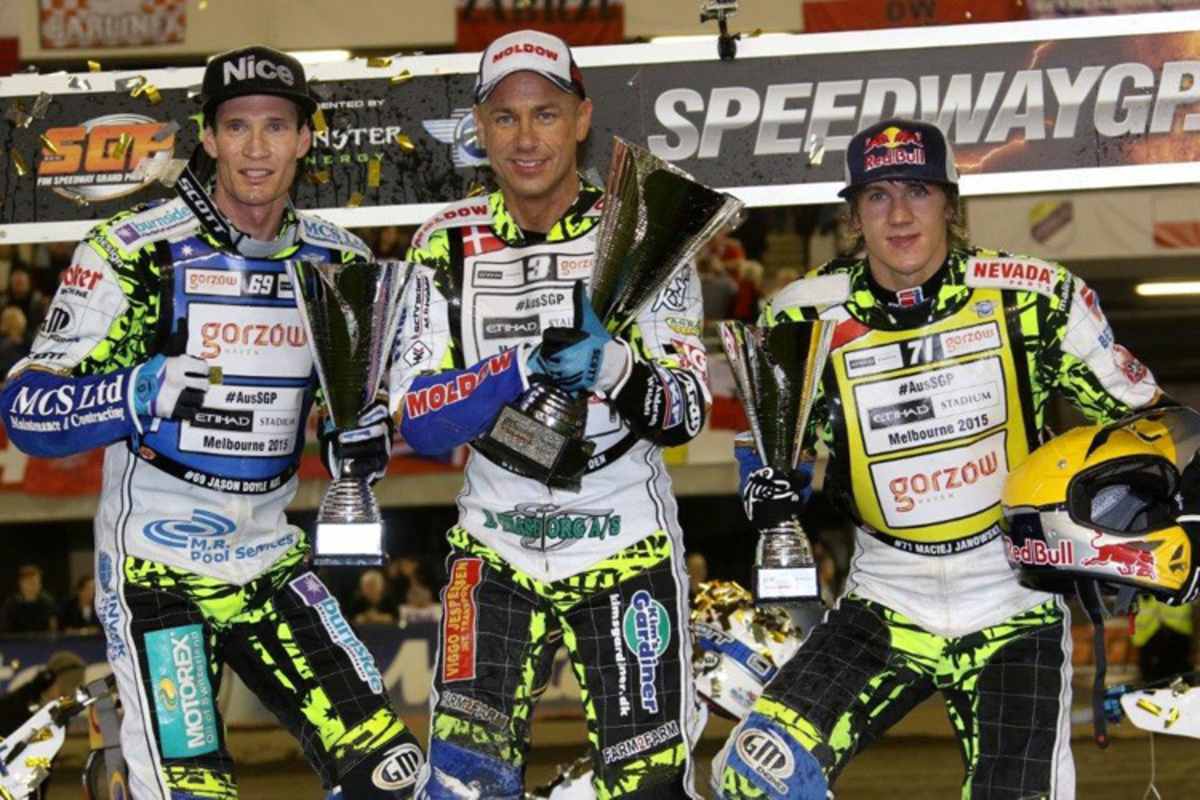 Die Top-3 von Thorn: Jason Doyle, Nicki Pedersen und Maciej Janowski (v.l.)