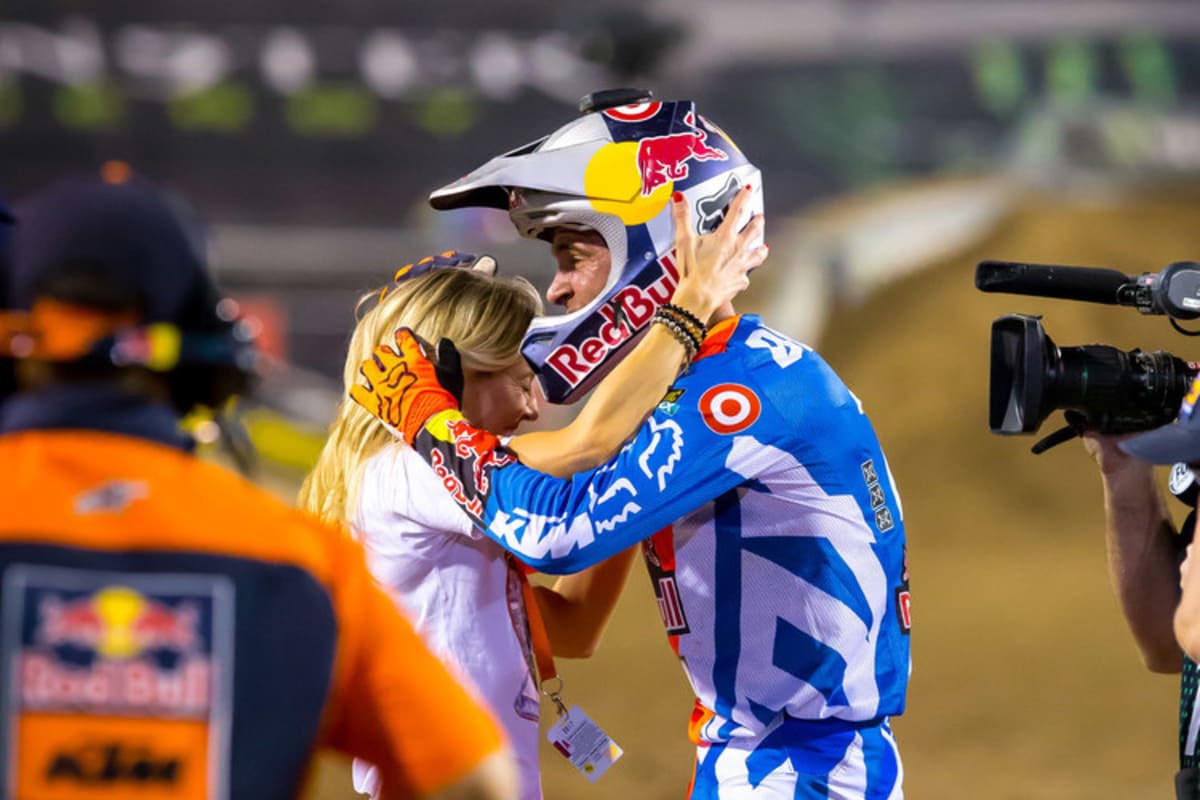 Freude über den Gewinn der Weltmeisterschaft 2017 mit seiner Frau Lindsay