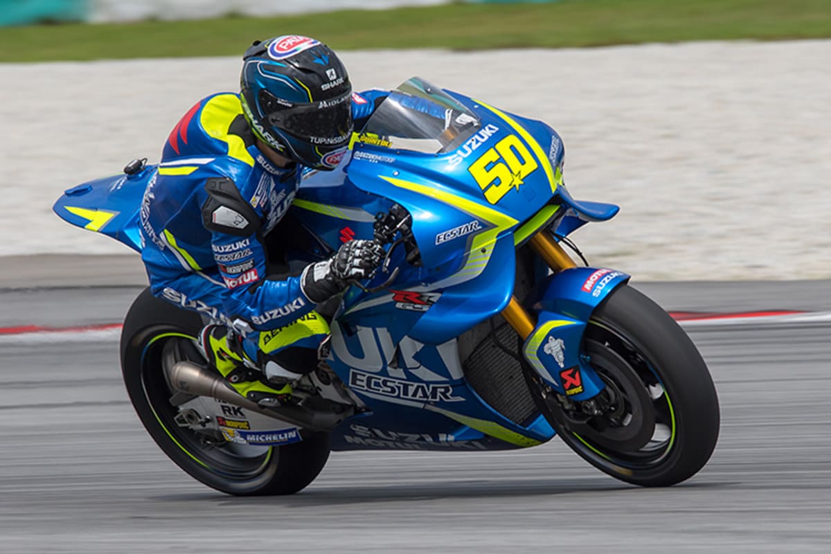 Suzuki-Testfahrer Guintoli mit dem neuesten Geflügel