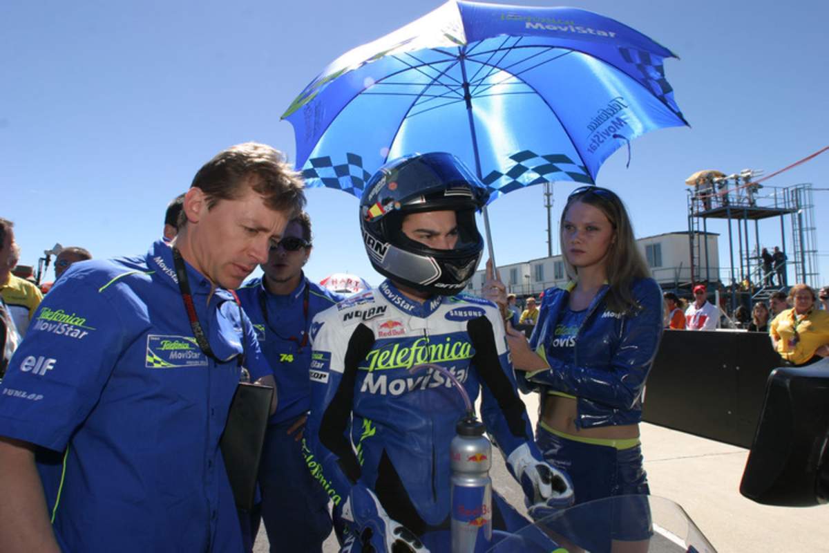 Beginn der Zusammenarbeit 2004 in Welkom: Leitner am Startplatz mit dem späteren Sieger Dani Pedrosa