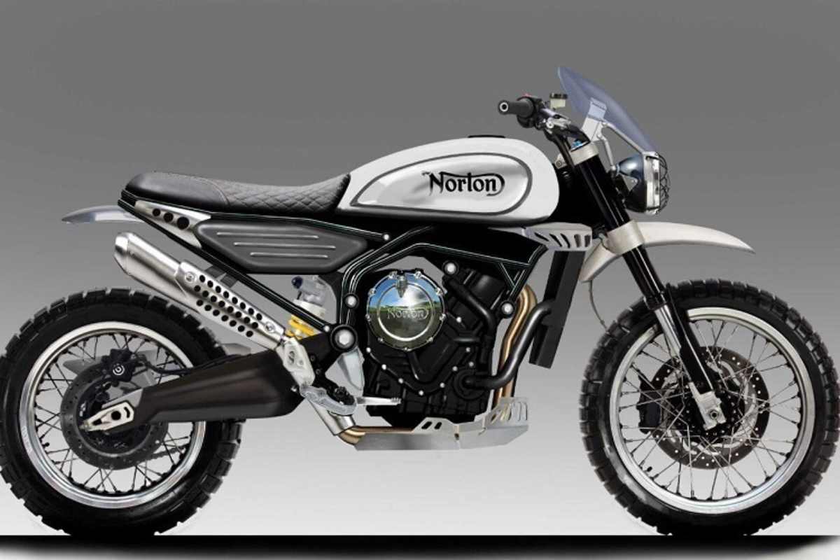 Computerzeichnung der Norton 650 im Scrambler-Style 