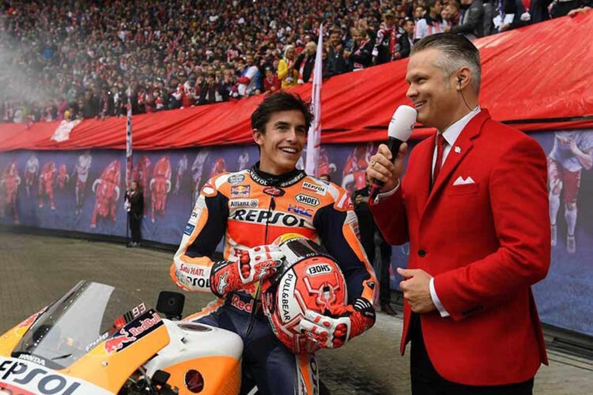 Marc Márquez beim Interview mit Stadionsprecher Tim Thoelke