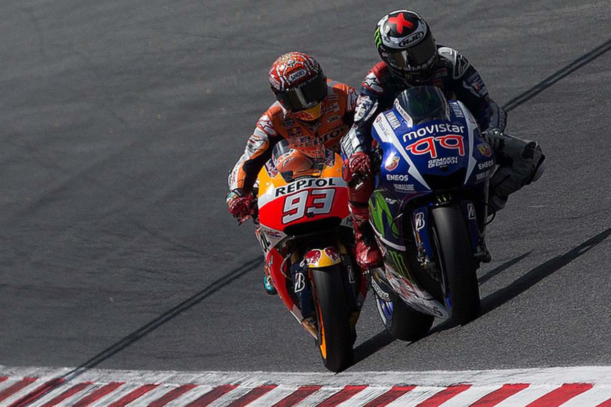 1. Bild: Hier geht das Problem für Márquez los, er kommt mit zu hohem Speed zum Einlenkpunkt der Kurve