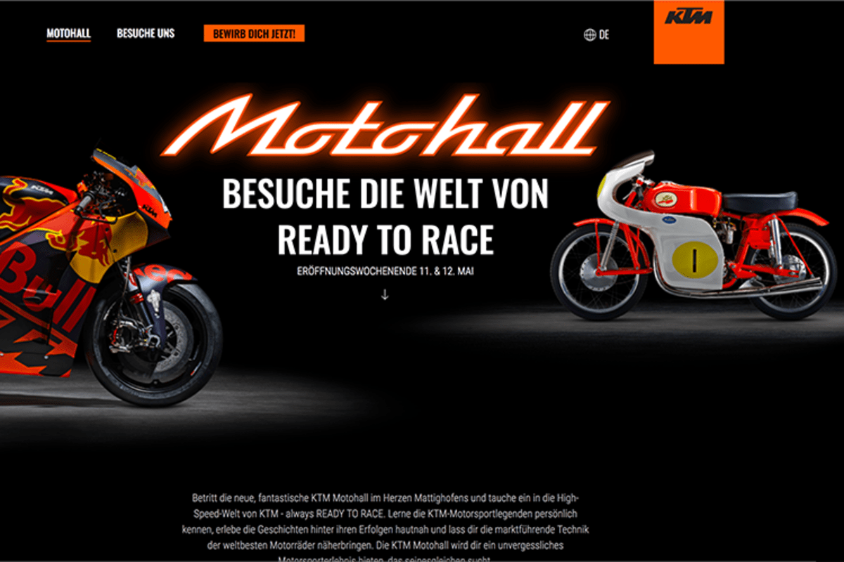 Die KTM-Motohall steht jetzt für das Publikum offen