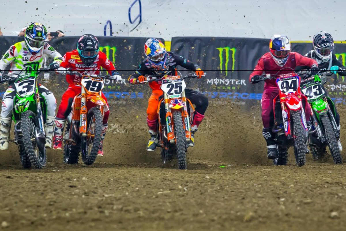 Eli Tomac (#3), Justin Bogle (19), Marvin Musquin und Ken Roczen (#94)
