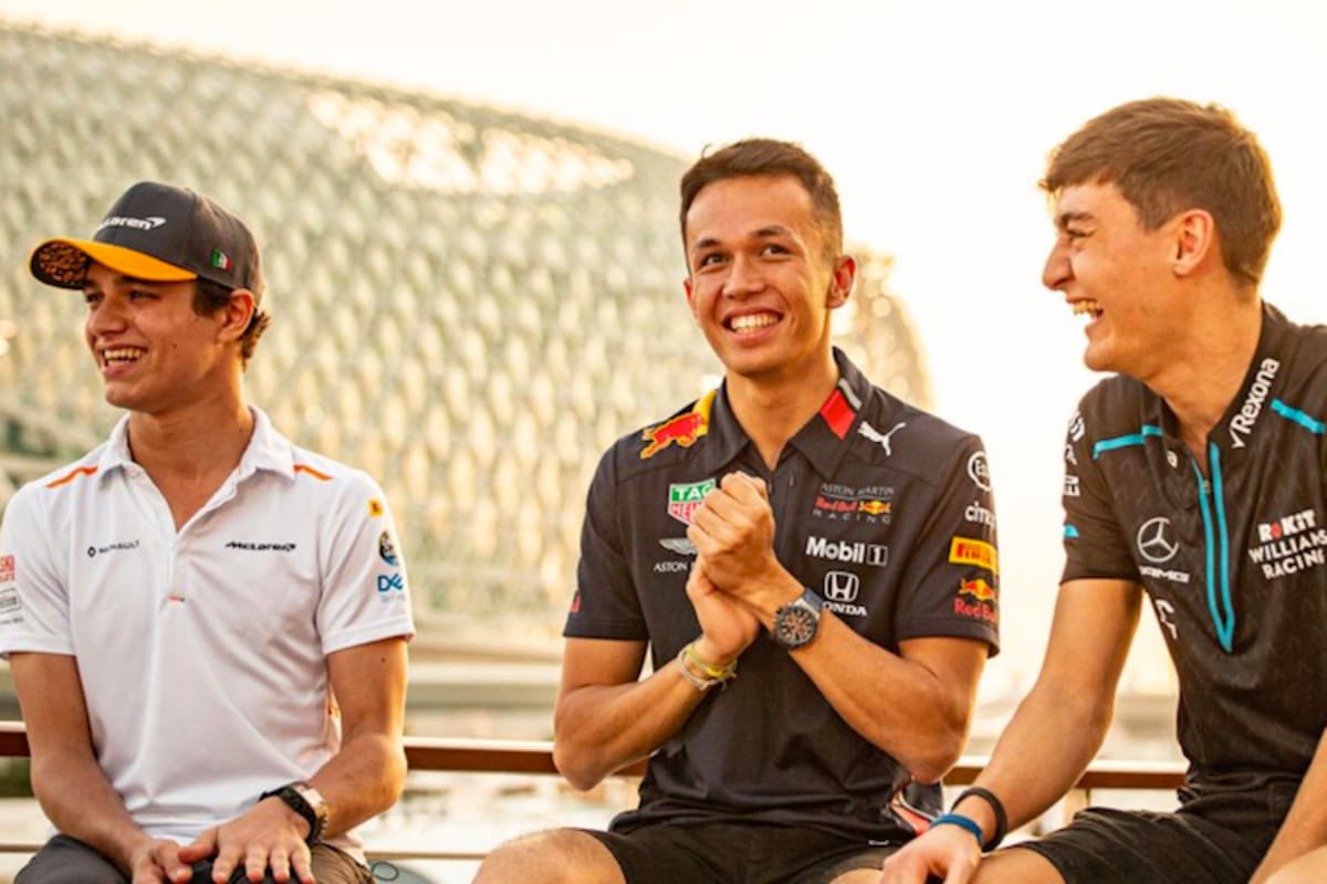 Lando Norris, Alex Albon und George Russell in Abu Dhabi 2019