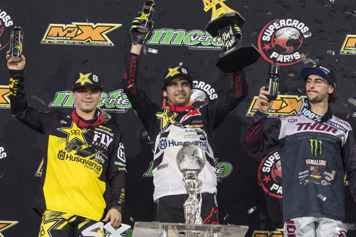 Das Podium am Sonntag mit Zach Osborne, Jason Anderson und Dylan Ferrandis (v.l.n.r.)