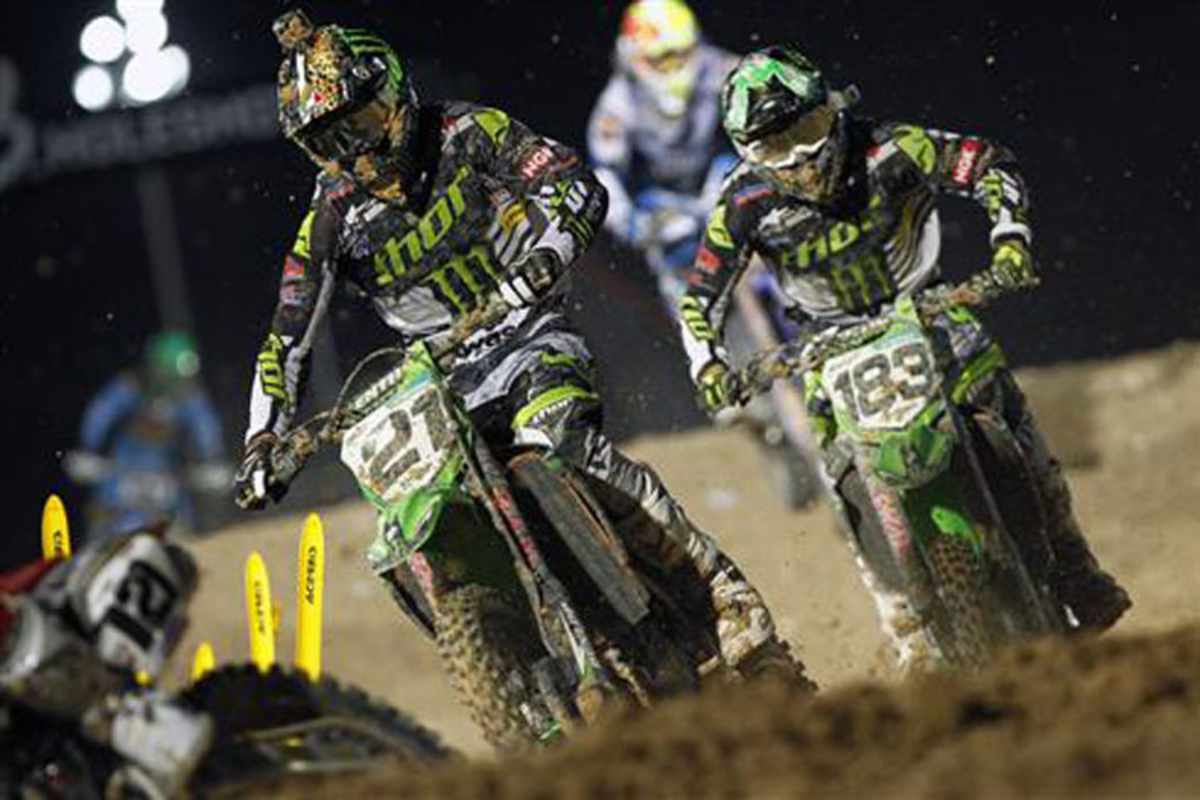 Starkes Kawasaki-Duo im zweiten MXGP-Lauf: Gautier Paulin und Steven Frossard (re.)