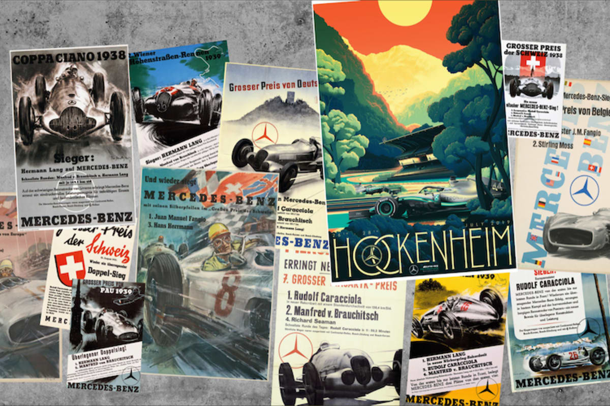 Alte Rennplakate in der Box