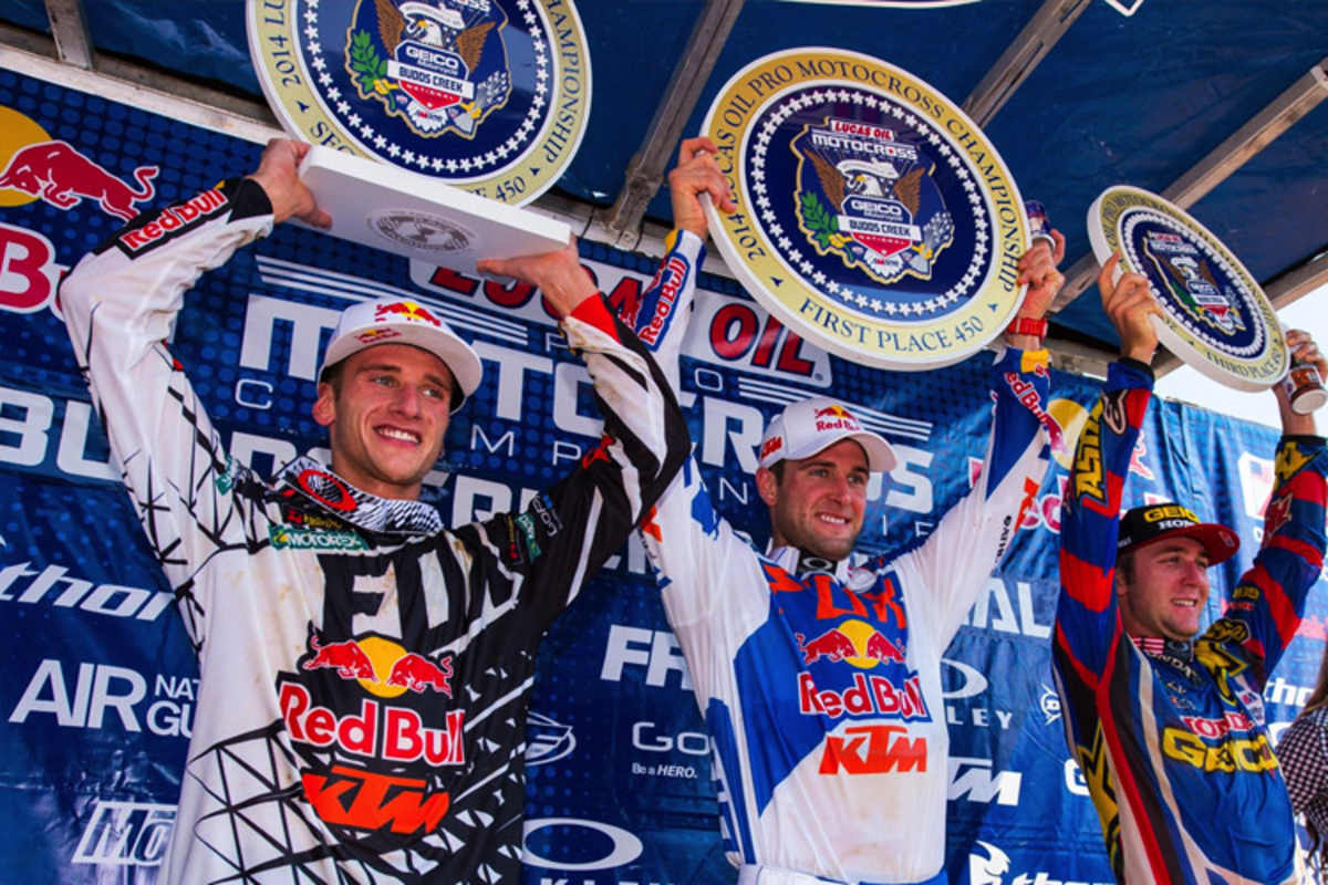 Das Podium in Budds Creek: Dungey gewinnt vor Roczen und Tomac