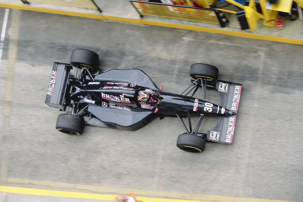 Heinz-Harald Frentzen 1994 im Sauber mit Broker-Werbung