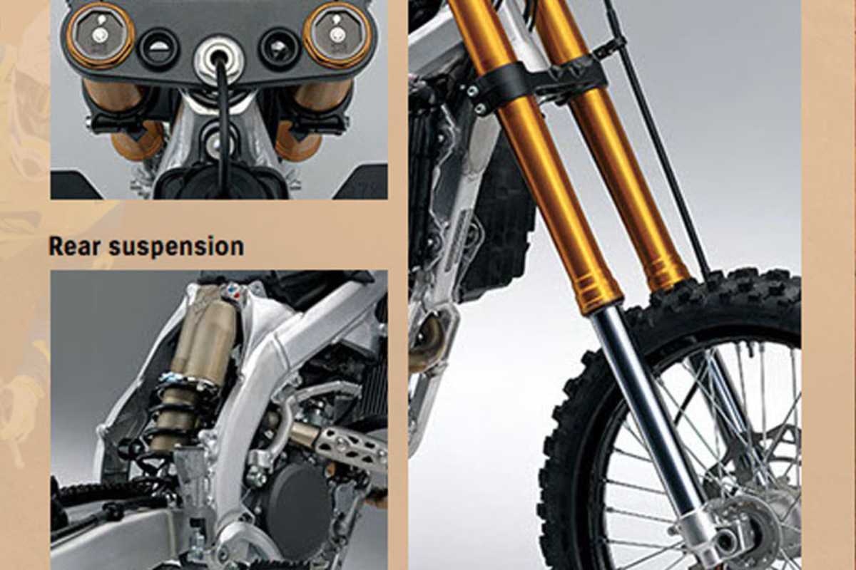 Das neue Fahrwerk: Ganz ohne Luft mit konventionellen Spiralfedern in der Gabel und einem neuen Zentralfederbein mit geänderter Anlenkung