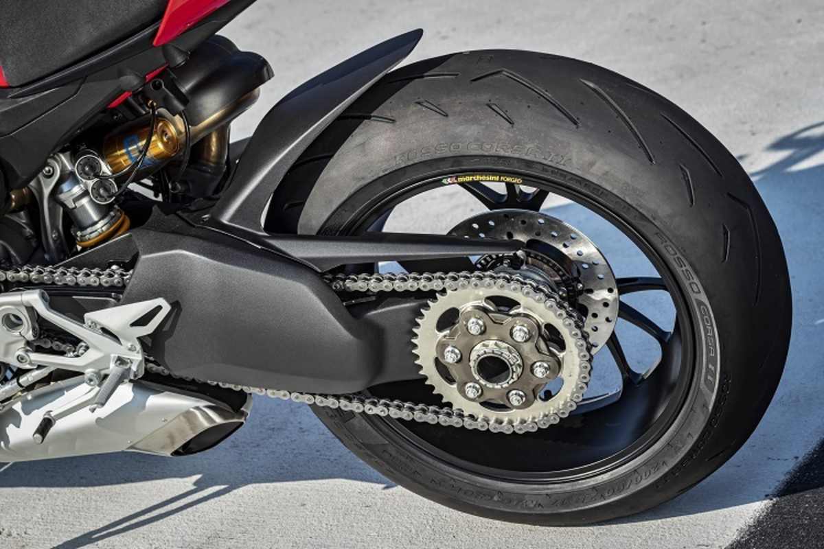 Bildschöne Einarmschwinge, 15 mm länger als jene der Panigale V4