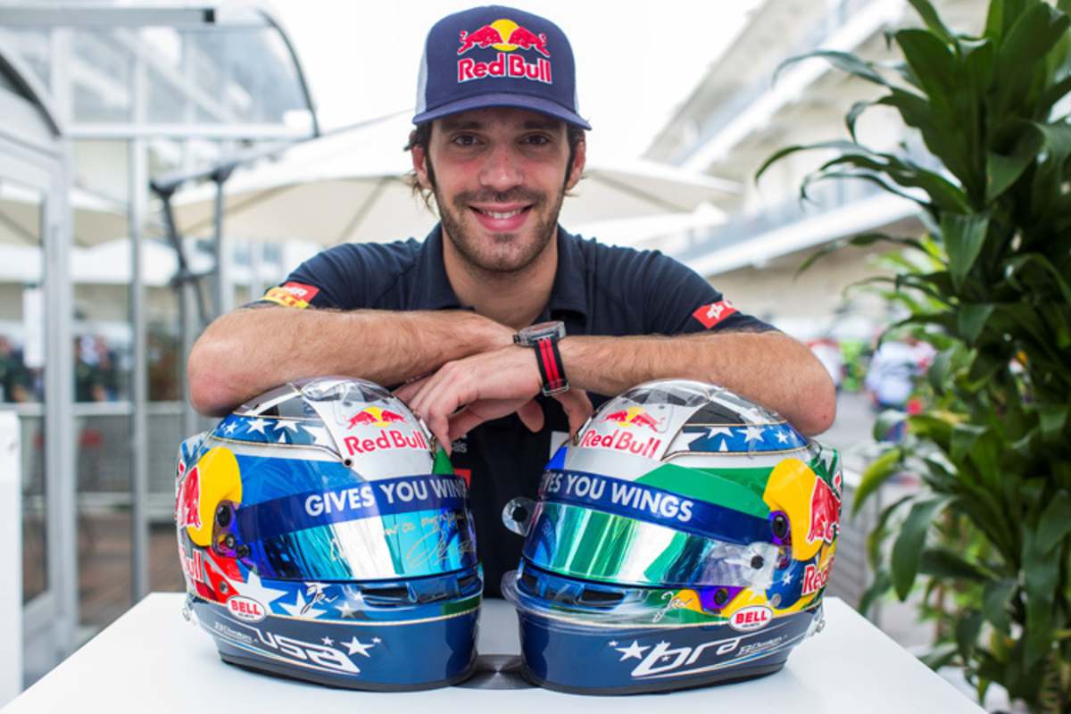 Jean-Eric Vergne mit seinem Helm für Austin und Interlagos