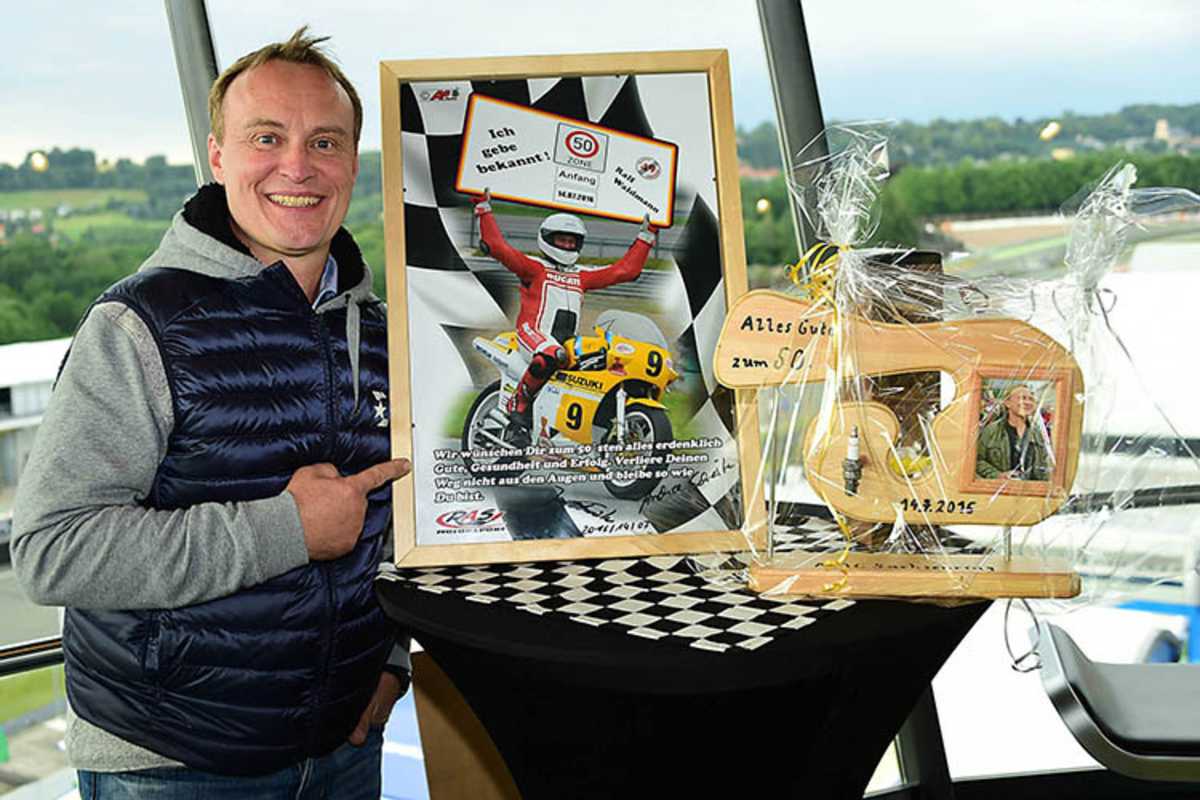 Waldi bei seinem 50. Geburtstag beim Heim-GP 2016