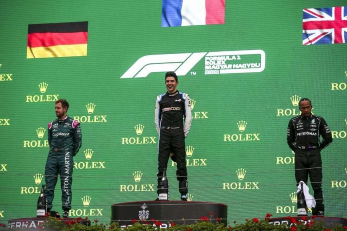 Sebastian Vettel, Esteban Ocon & Sir Lewis Hamilton