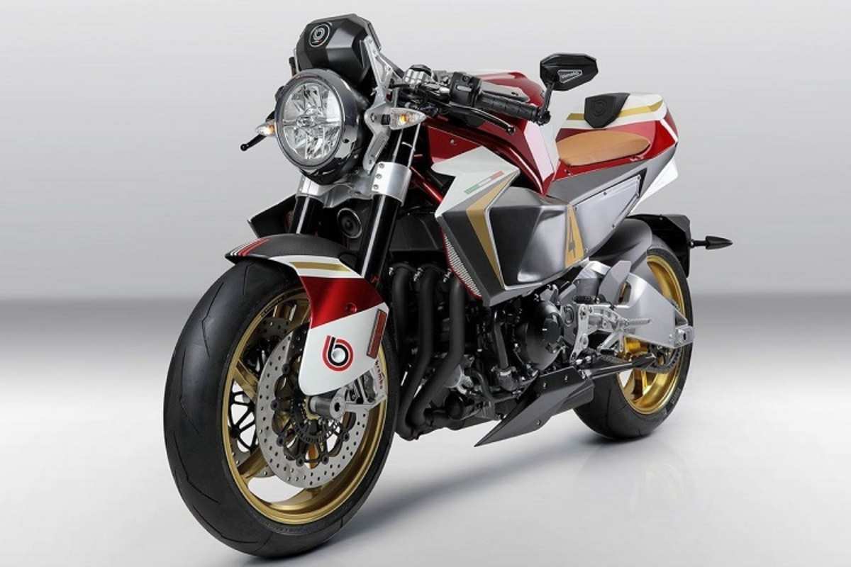 Bimota KB4-RC: Roadster im Stil der 1980er Jahre mit Rundscheinwerfer und Doppelrohr-Auspuff rechts