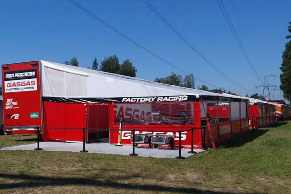 Das GasGas-Zelt beim WM-Neustart in Kegums