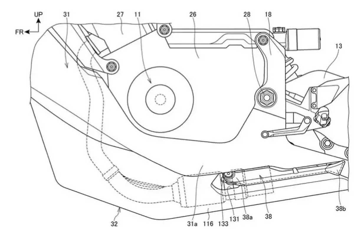 Schwinge nicht direkt am Motorgehäuse, sondern an einem separaten Bauteil gelagert