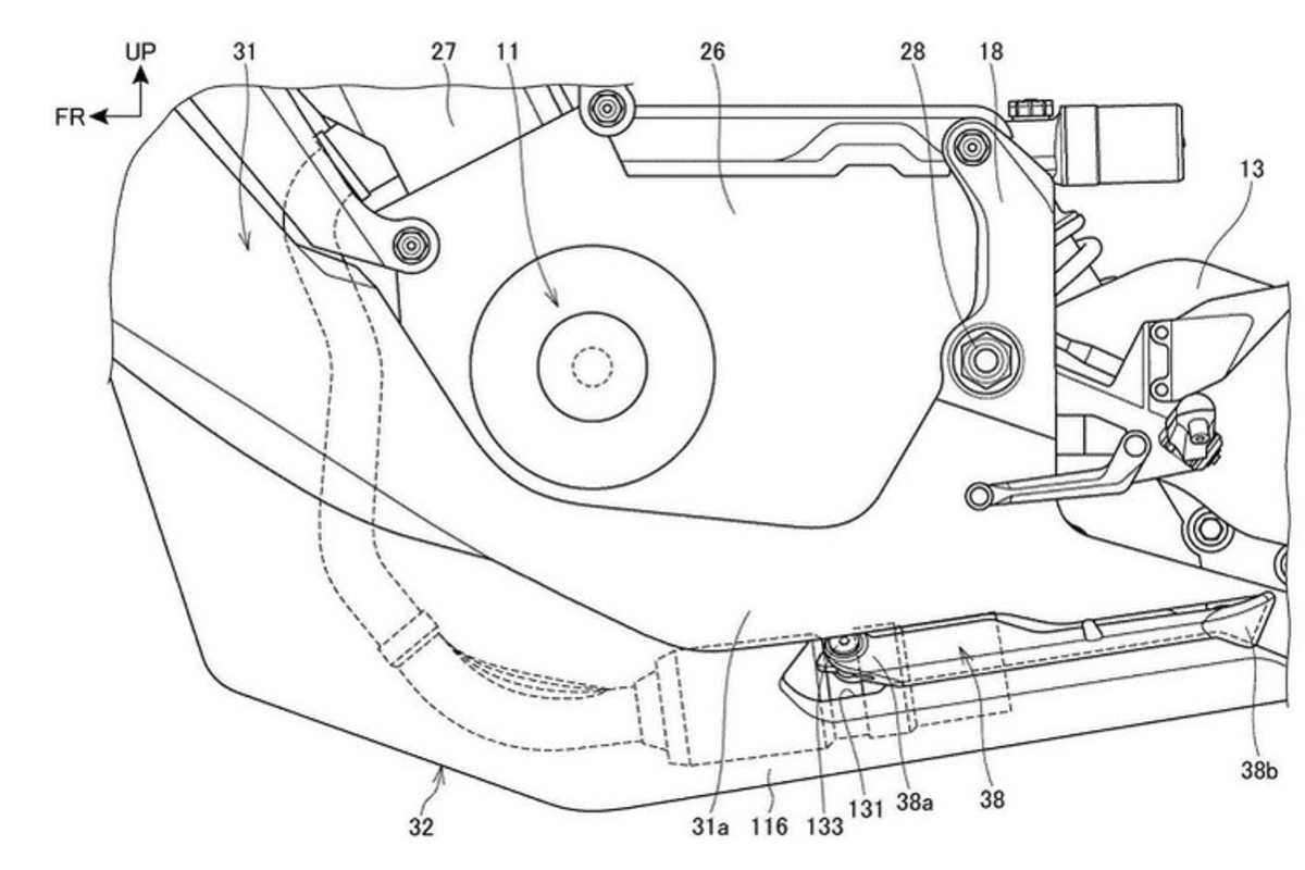Schwinge nicht direkt am Motorgehäuse, sondern an einem separaten Bauteil gelagert