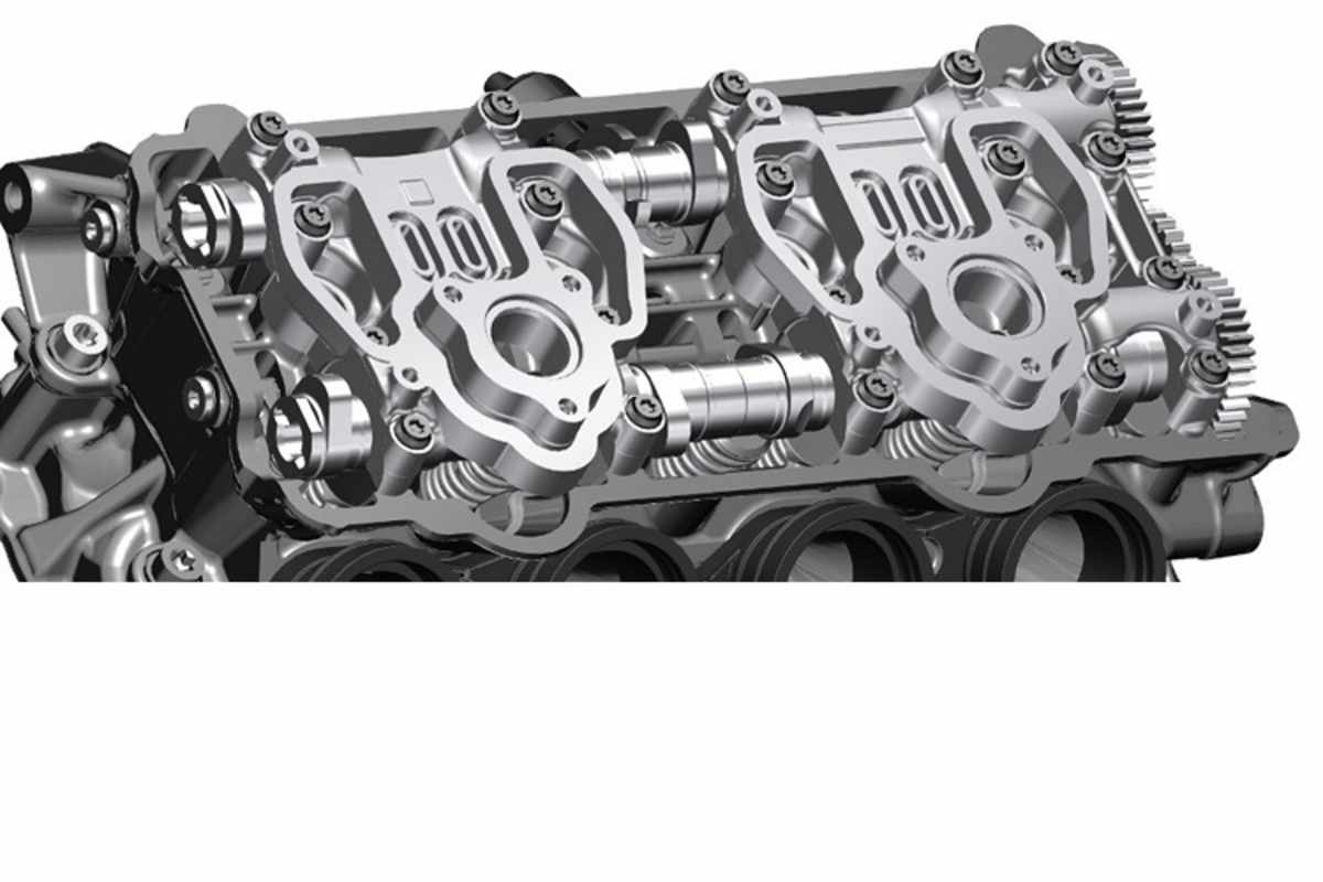 Zylinderkopf der neuen BMW S1000R: Es fehlt die variable Steuerung der Einlassventile, genannt Shiftcam