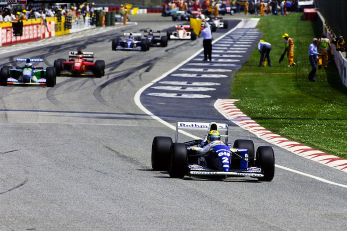 Ayrton Senna in Führung des San-Marino-GP in Imola