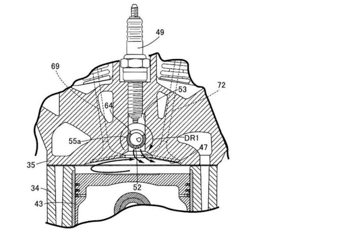 Funktionsprinzip: Durch das Fenster des Hülsendrehschiebers zündet die Kerze, durch kleine Bohrungen wirbelt brennendes Gemisch von der Vorkammer in den Brennraum