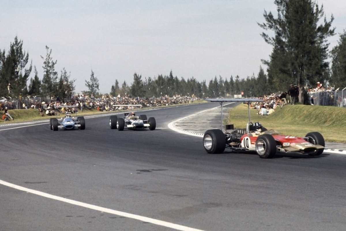 1968 mit Lotus in Mexiko, auf dem Weg zum zweiten WM-Titel