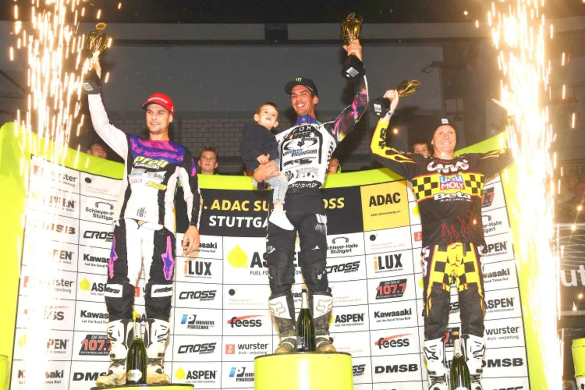 Das SX1-Podium mit Soubeyras, Clout und Oldenburg
