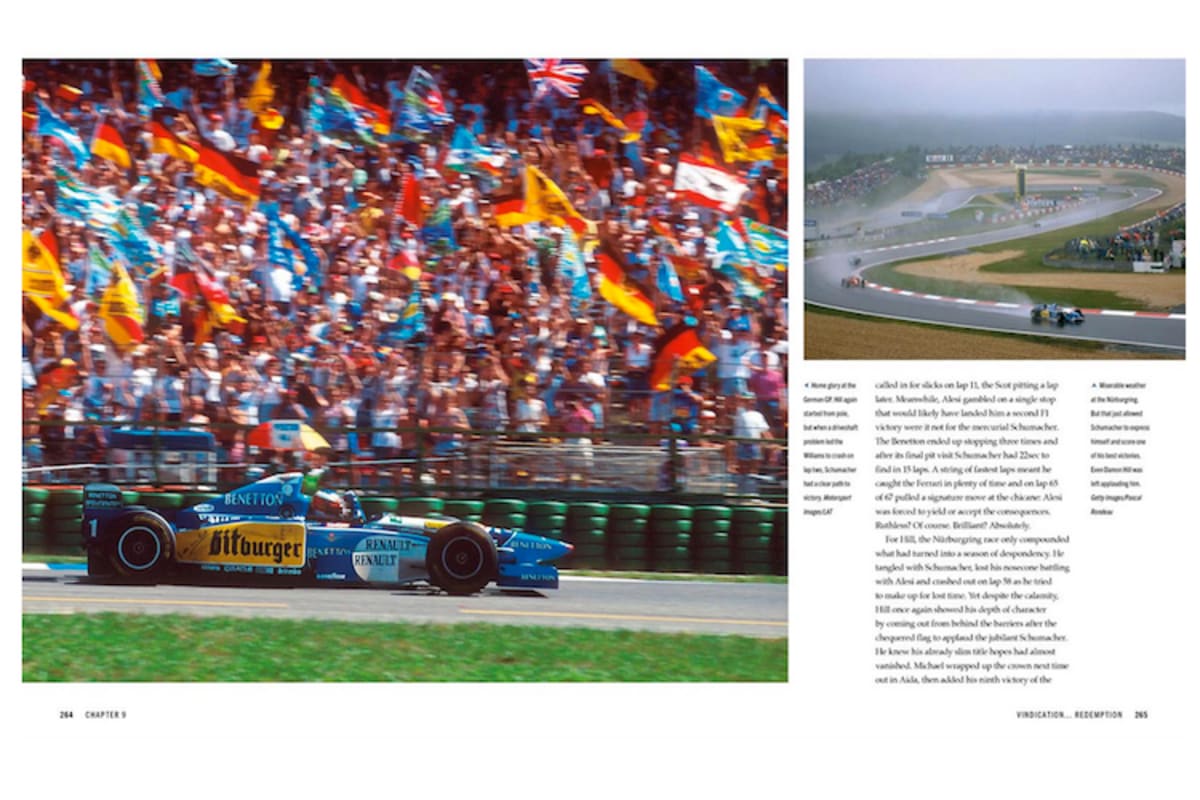 Michael Schumacher lässt sich in Hockenheim 1995 von den Fans feiern