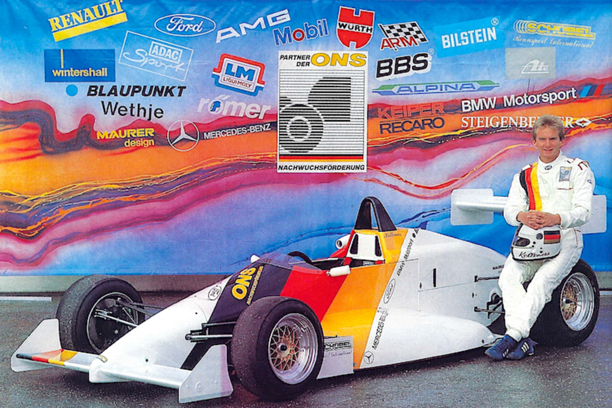 Poster mit ONS F3-Förderpilot Kelleners, Dallara-VW und Partnern 1988 
