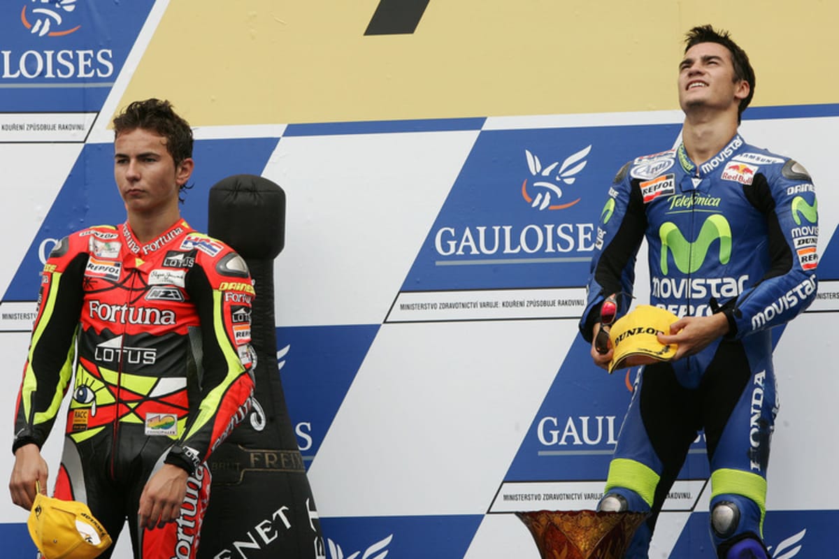 Gegner in der 250er-WM: Jorge Lorenzo (Aprilia) und Dani Pedrosa (Honda) 2005