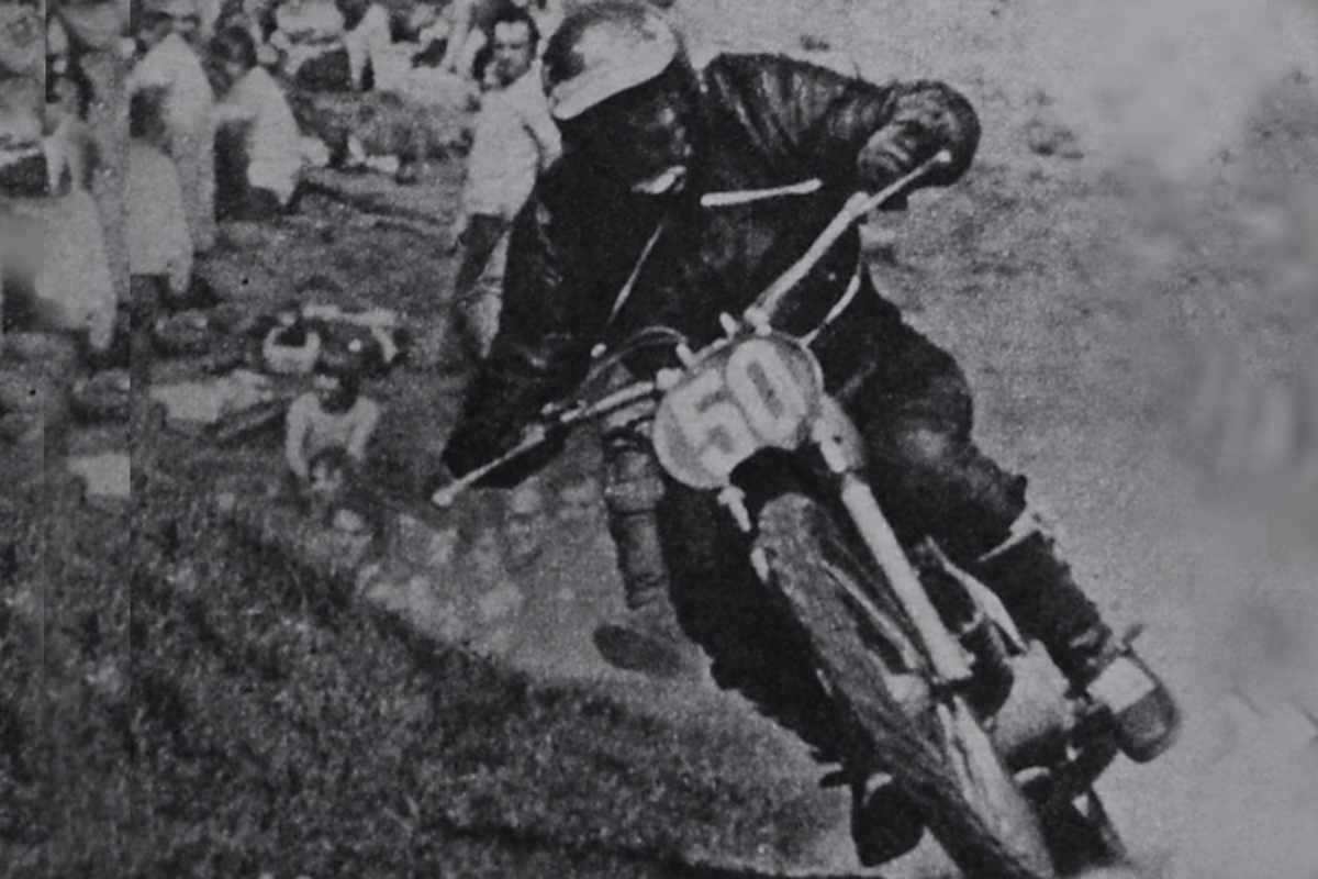 Vater Ernst Wolff beim Grasbahnrennen