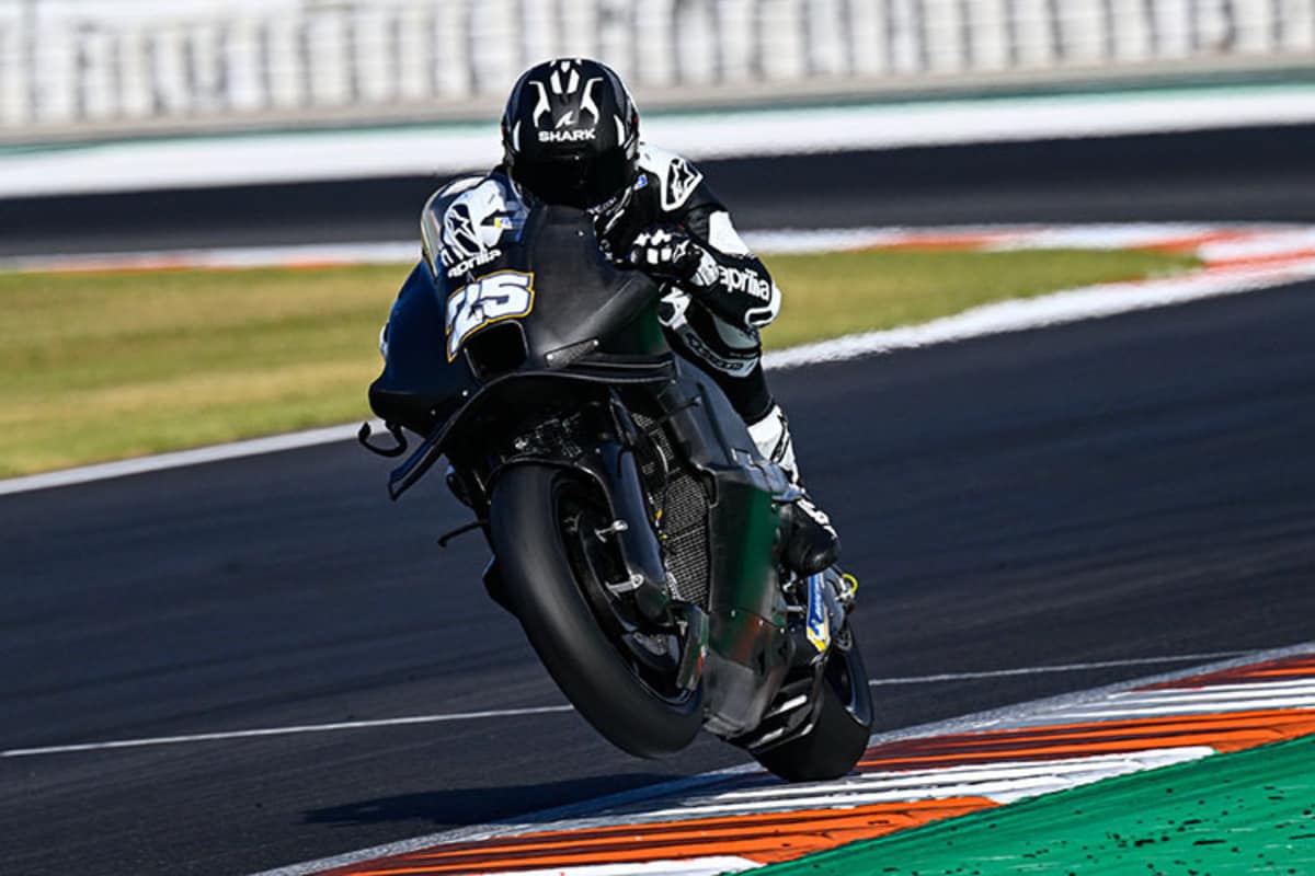 Raúl Fernández beim Dienstag-Test in Valencia auf der Aprilia RS-GP23