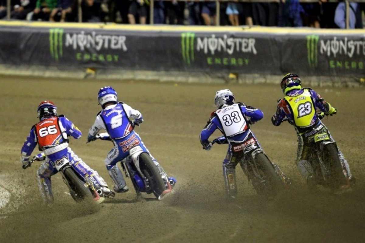 Freddie Lindgren, Nicki Pedersen, Jaroslav Hampel und Chris Holder