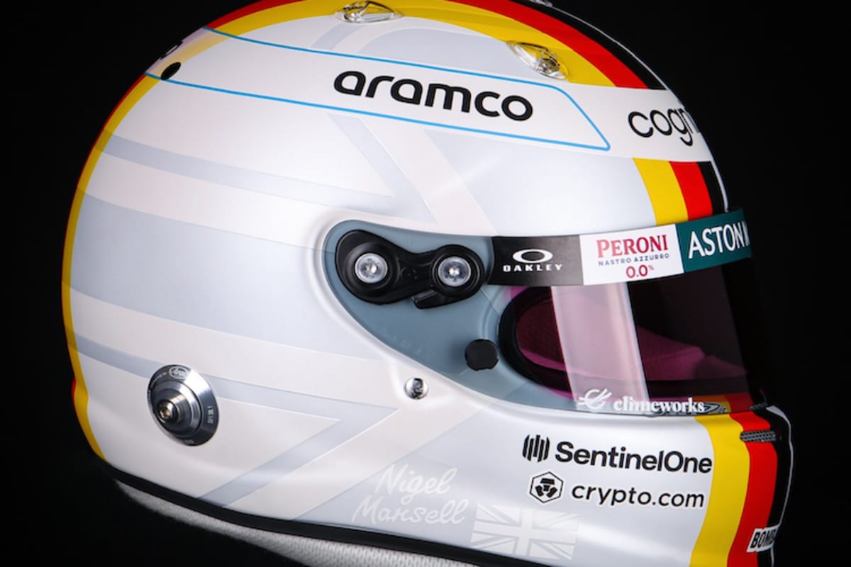 Der besondere Helm von Vettel hier in England mit Mansell-Design