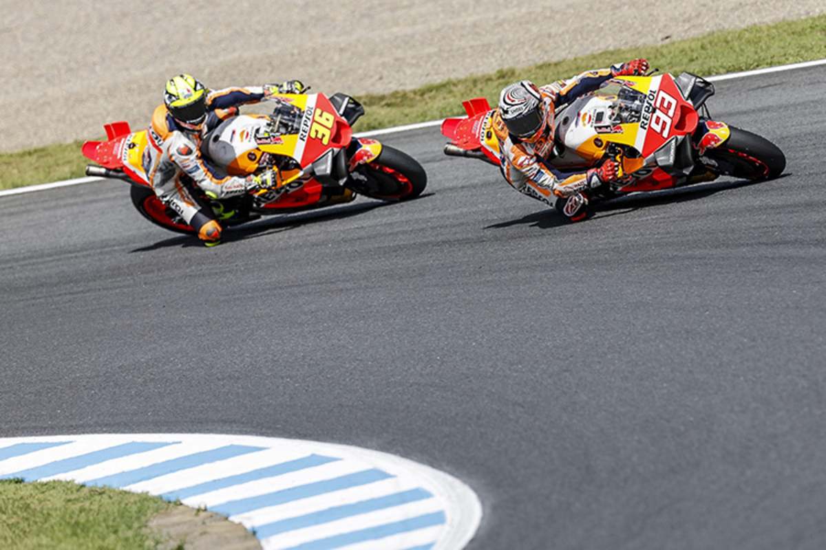 Das Repsol-Honda-Duo in Motegi: Marc Márquez (93) vor Joan Mir (36)