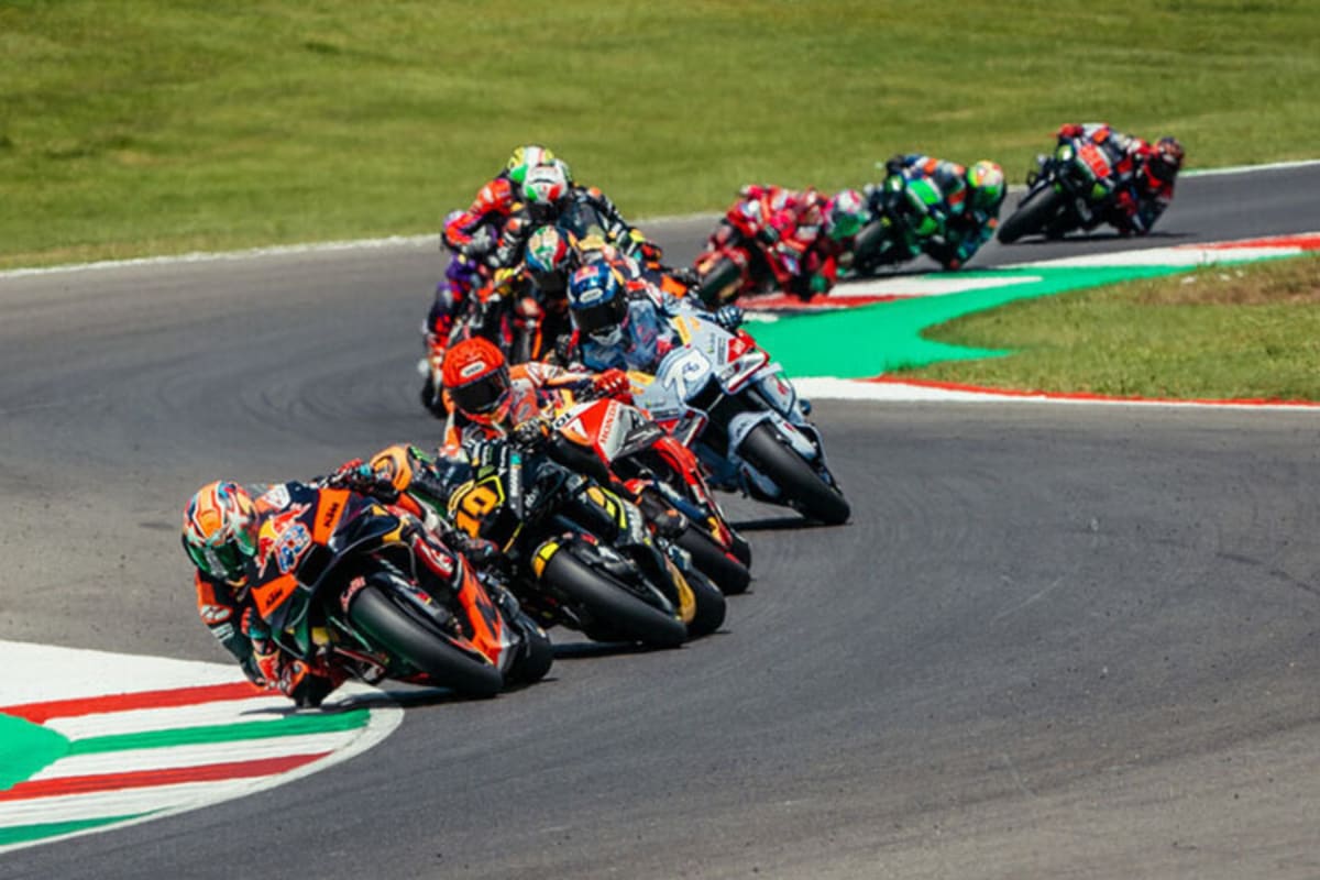 Mugello-GP: Jack Miller (43) vor Marini (10), Marc Márquez (93), Alex Márquez (73) und Binder