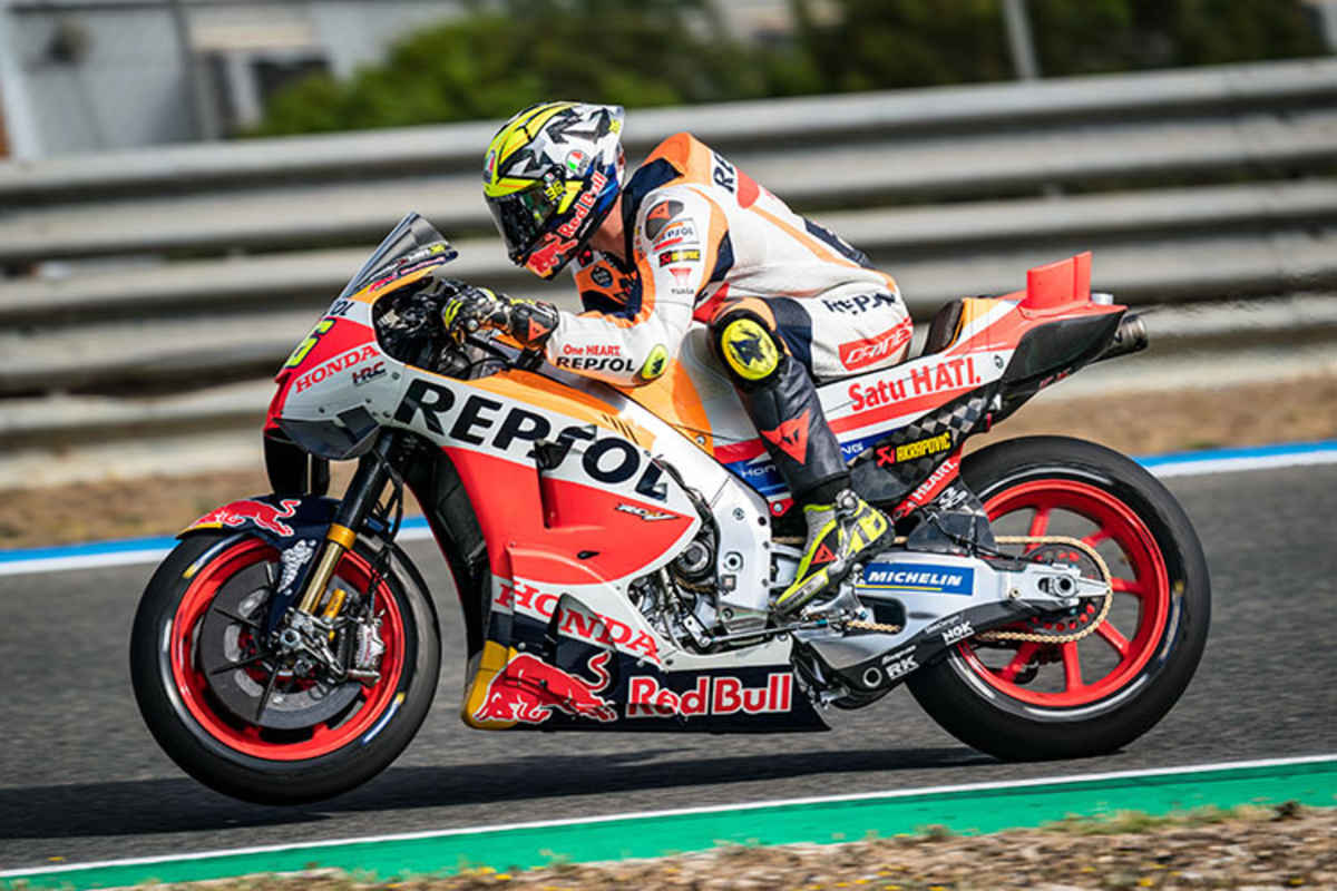 Joan Mir in Jerez mit dem alten Honda-Chassis aus Japan