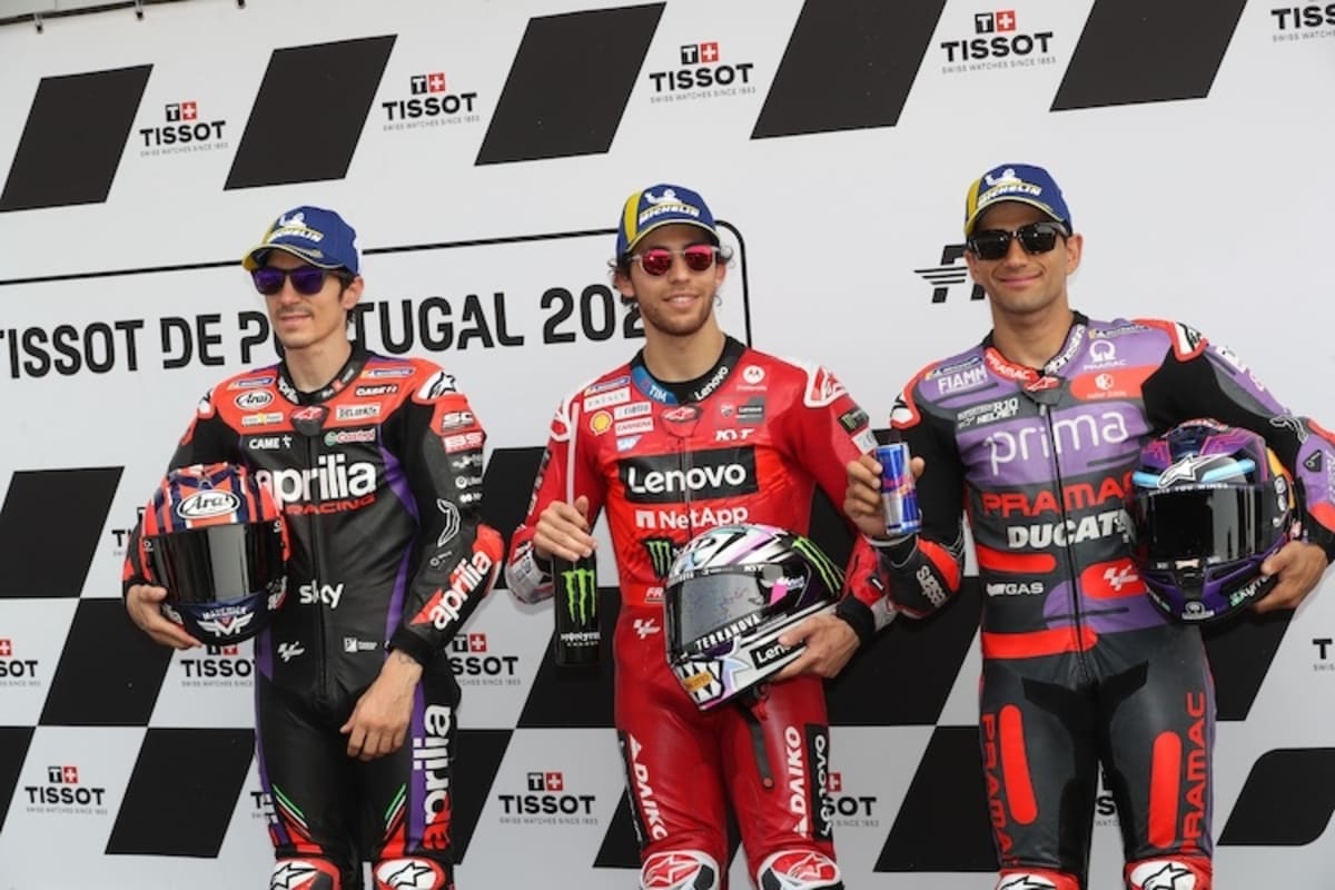 Top 3. Bastianini eingerahmt von Martin und Vinales