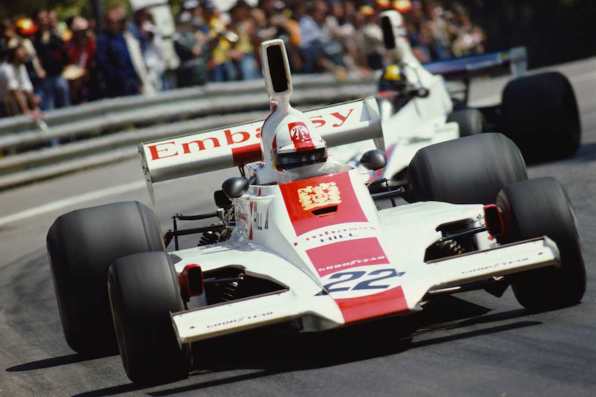 1975 in Barcelona beim Schicksalsrennen im Lola von Graham Hill