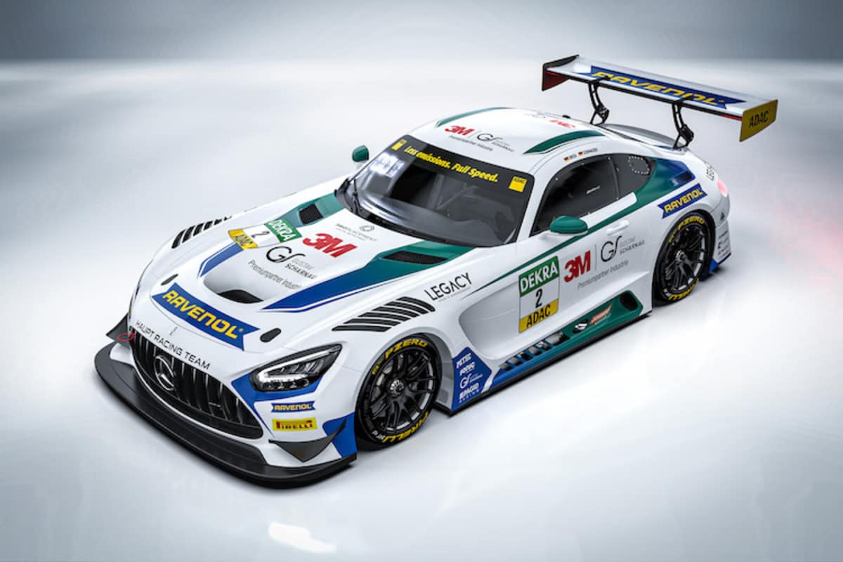 Der Haupt Racing Team Mercedes-AMG GT3 mit dem David Schumacher und Salman Owega im ADAC GT Masters angreifen.
