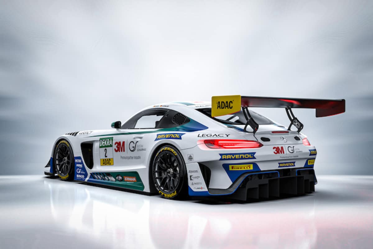 Der Haupt Racing Team Mercedes-AMG GT3 mit dem David Schumacher und Salman Owega im ADAC GT Masters angreifen.