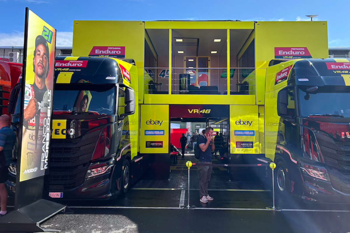 So sieht die Truck-Konstruktion von VR46-Ducati vom Fahrerlagergang gesehen aus